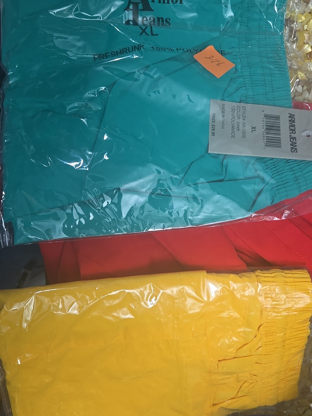 Men's Swim Trunks in Teal, Red & Yellow - Classic Beach Shorts